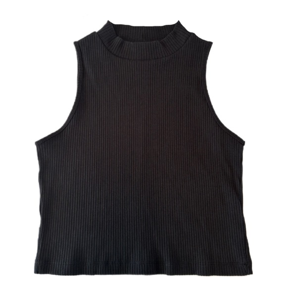 Old Navy Black Sleeveless Ribbed Mock Neck Tank Top - Women’s L - Picture 1 of 6